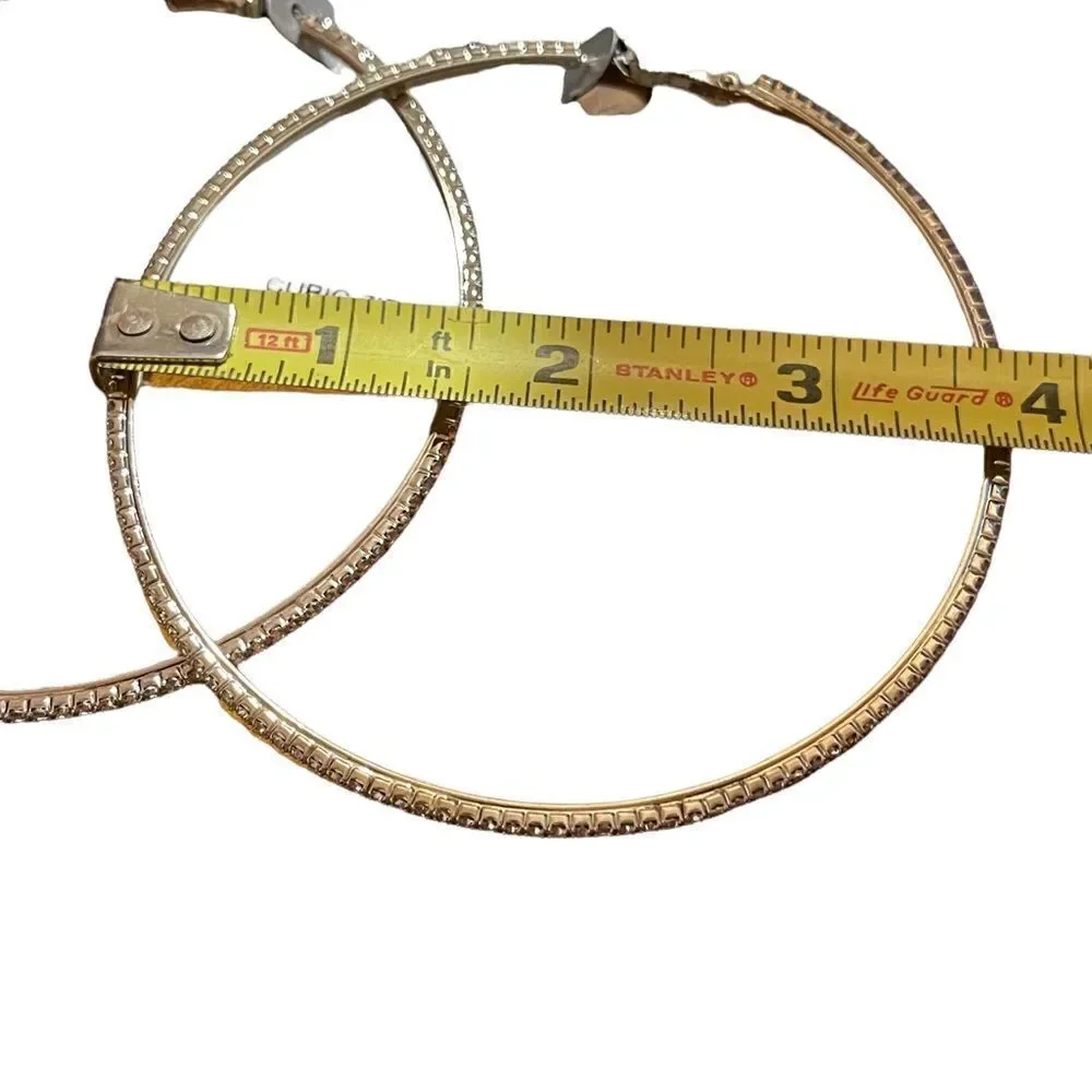 NWT INC International Concepts 4” diameter encrusted hoops earrings